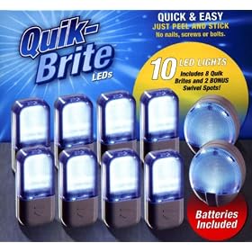 Quik-brite Peel and Stick Led Lights, 10 Pack