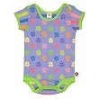 Little Miss Matched onesie, purple zany flower/stripe 3-6months