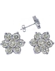 1.44 Carat Round Flower Diamond Stud Earrings
