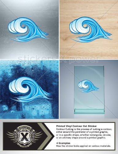Stickers Wave For Surf Size: 4 X 2.3 Inches Vinyl color print