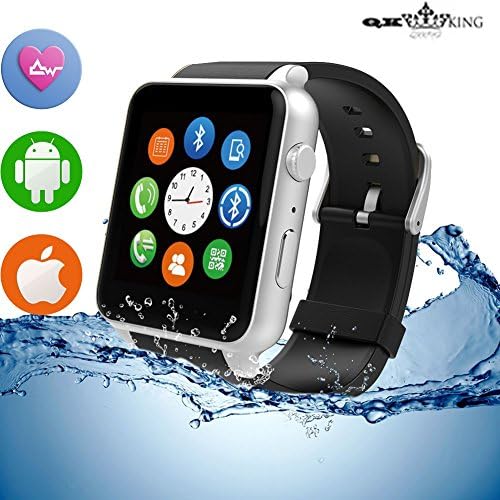 Qkking Newest Waterproof Multifunctional SIM Card NFC Bluetooth Smart Watch GSM/GPRS Phone Wristwatch for Android and IOS-Silver