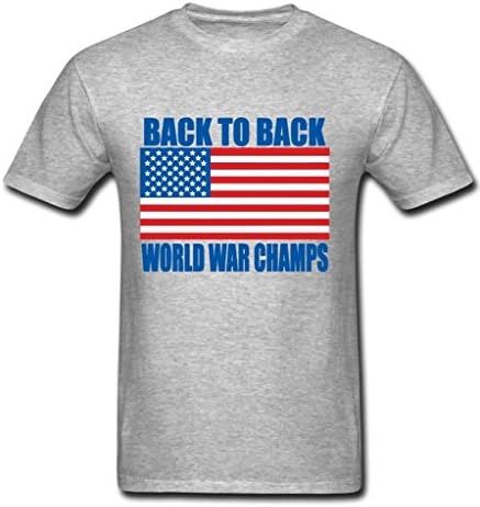 Clan Short Tee Men's Back To Back World War Champs Cotton Graphic T Shirt Gray 2XL