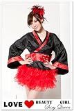 ＜着物ドレス＞小悪魔カラーの着物ドレス☆フリルスカートとリボン付帯でセクシー和風☆ 付帯