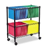 Alera FW601426BL Two-Tier Rolling File Cart, 26w x14d x 30h, Black