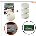 Vier Rauchmelder RM121C - "Stiftung Warentest GUT" - Optischer Rauch Melder, Feuermelder + Brandmelder inklusive 4 Ersatz Batterien!