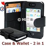New Deluxe Folio Wallet Faux Leather Case for iPhone 4 Multifunctional - Po ....