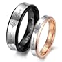 KONOV Jewelry Fashion Stainless Steel "Forever Love" Couples Promise Ring Mens Womens Wedding Bands