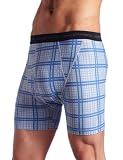 Exofficio Mens Give-N-Go Plaid Boxer Brief, Blue Jean/Edama, X-Large