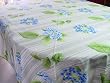 Hydrangeas blues ticking style print heavy cotton print round tablecloth French design 90 inch diameter