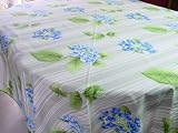 Hydrangeas blues ticking style vibrant print heavy cotton print design round tablecloth French design 90 inch diameter