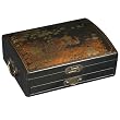 Handmade 14" Black Leather Painted Golden Peacock Jewelry Box
