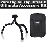Ultimate Accessory Kit For Pure Digital Flip UltraHD Camcorder 3rd Generation U260BL, U260W, U260MG Includes Slim Protective Hard Case + Gripster Flexible Tripod