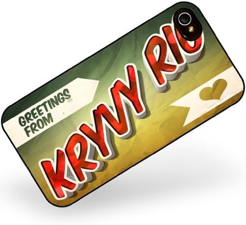 WonderfulCaseShop Fashional PC Case for iphone 4 4s Greetings from Kryvy Rig, Vintage Postcardl