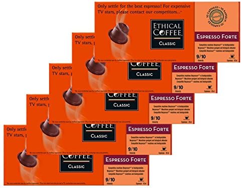 Nespresso® Compatible Coffee Capsules by ETHICAL COFFEE- ESPRESSO FORTE- 50 Capsules - 9/10 Intensity
