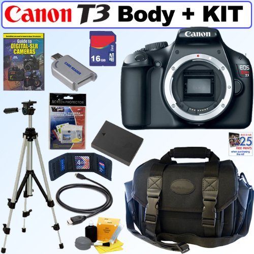 Canon EOS Rebel T3 12.2 MP CMOS Digital SLR Camera (Body) + 16GB Deluxe Accessory Kit