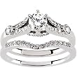 14K White Gold Diamond Wedding Set - 0.85 Ct.