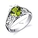 PEORA Genuine Peridot Ring for Women 925 Sterling Silver, 1.25 Carats Round Shape, Cathedral Style Solitaire, Size 5, August Birthstone Ring, For Gift & Everyday Wear, Natural Peridot Ring