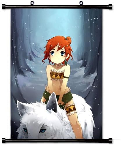 Home Decor Japanese Anime Art Cosplay Poster with Princess Mononoke Anime Wall Scroll Poster Fabric Painting 23.6 X 35.4 Inch (60cm X 90 cm)