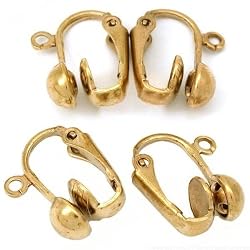 2 Pairs Gold Plated Clip On Clipon Earrings Findings