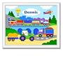 Olive Kids Trains Planes and Trucks Large Framed Art- Gloss White Frame