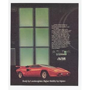 1982 Red Lamborghini Alpine Car Audio Print Ad (16052)