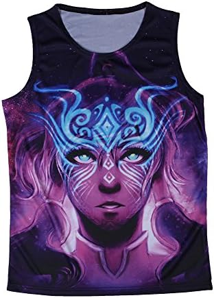 TeeKingdom Man Trippy Space Girl Printed Slimming Tank Tops