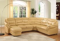 Rich Tan Leather Sectional Living Room Set
