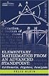 Elementary Mathematics from an Advanced Standpoint: Arithmetic, Algebra, Analysis