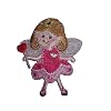 PRINZESSIN 5,4 cm * 6,3 cm AUFN�HER B�GELBILD APPLIKATION rosa pink Elfe Herz Zauberin Fl�gel Schmetterling blond FEE M�DCHEN ZAUBERIN PATCH