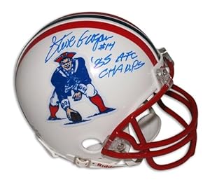 Steve Grogan New England Patriots Autographed/Hand Signed Mini Helmet Inscribed ''85 AFC Champs''