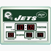 New York Jets 14 x 19 LED Scoreboard Clock and Thermometer