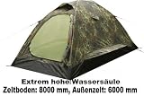Alexika 2 Personen Outdoor Campingzelt im Militär Fleckdesign mit extrem hoher Wassersäule von 8000 mm – Mark 19T – 77310
