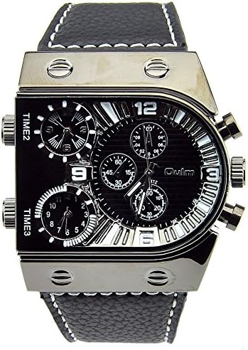 IE-LY® Military Army Vogue Oversized Sports Mens Wrist Watch Black Leather Band