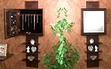 Ladder Shelf Wall Mount Jewelry Mirror - Espresso