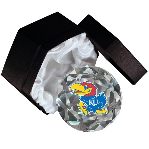 NCAA Kansas University Jayhawks 4-Inch High Brillance Diamond Cut Glass Paperweight