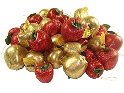 Club Pack Of648 Glitter Red And Gold Apple Christmas Ornaments
