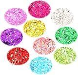 10pcs Color Glitter Dust Powder Nail Art Tip Decoration, Laser Flake