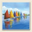 Tile Trivet ~ Rainbow Cats sailboats~ 6 inch x 6 inch ~ code 162