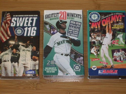 Collection of (3) SEATTLE MARINER Baseball Videos - 1995 MY OH MY, 1997 GREATEST 20 MOMENTS IN MARINERS HISTORY (20th Anniversary), 2001 SWEET 116 - Sold as a set (save on shipping worldwide!). VHS Videocassettes (NTSC)
