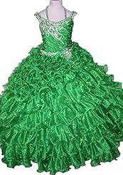 Girls Off the Shoulder Organza Crystals  Lace Crystal   Ball Gown Pageant Dress/Party Dress  With Ruffles