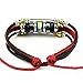 Mandy Wine Red Fashion Silver Tone Tube Flowewrs Bead Adjustable Length Single Wrap Bracelet (Blue)