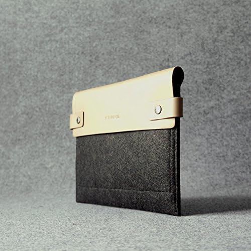 Charbonize Genuine Leather and Wool Felt sleeve case for Apple iPad Air / iPad [4th/3rd/2nd/1st Generation] (Charcoal Khaki)