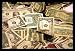 Money #2 (Dollar Bills) Gold Wood-Mounted Art Poster Print - 13" X 19"