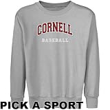Cornell Big Red Youth Ash Custom Sport Arch Applique Crew Neck Fleece Sweatshirt - (X-Large)