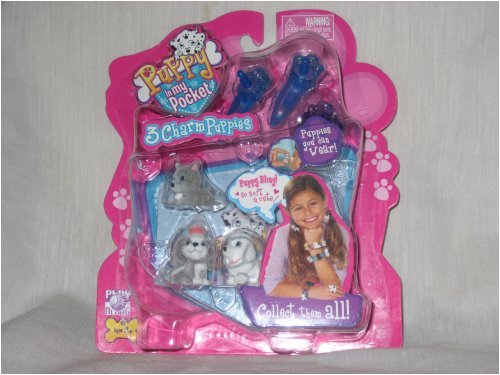 Childrens Toyshop  Toys : Puppy In My Pocket Blue Barrettes and Purple Ring: King Charles, Siberian Husky, Poodle