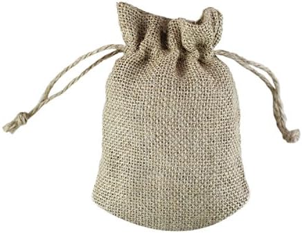 Natural Burlap Bag with Drawstring Closure for Arts &amp; Crafts, Gift Packaging, Snacks &amp; Jewelry (50 Pack) by Orange Casa® (4" x 6")