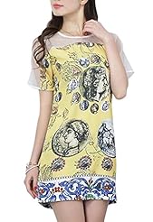 Round Neck Short Sleeves Vintage General Print Homecoming Dress/Party Dress/Wedding Dress/Mini Dress 