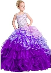 Girls Beaded Lace Spaghetti Strap Floor Length   Ball Gown Pageant Dress 
