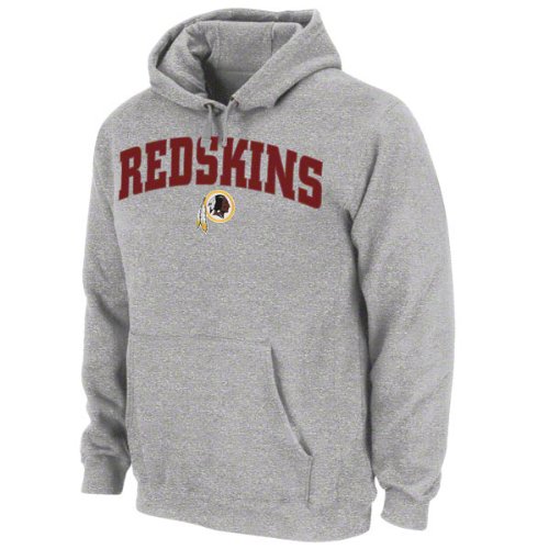 Washington Redskins Grey Classic Arched Mascot Embroidered Hooded Sweatshirt