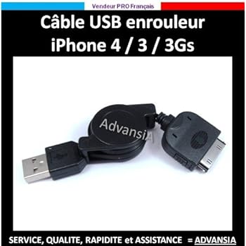 Cable usb data chargeur iPhone 4 enrouleur [Appareils électroniques]
